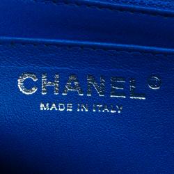 Pre Owned Chanel Blue Quilted Caviar Leather Jumbo Classic Single Flap Bag