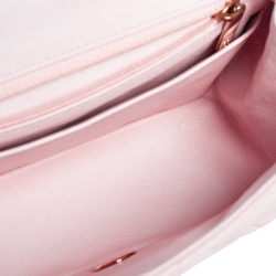 Pre Owned Chanel Pink Quilted Lambskin Leather Mini Square Classic Flap Bag