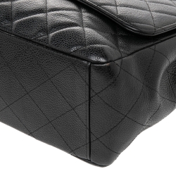 Pre Owned حقيبة شانيل ماكسي كلاسيك جلد كافيار مبطن أسود ذات قلاب 
