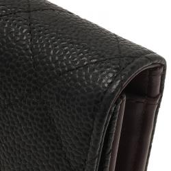 مملوكة مسبقًا محفظة شانيل كونتينيتال جلد كافيار أسود مبطن