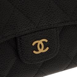 مملوكة مسبقًا محفظة شانيل كونتينيتال جلد كافيار أسود مبطن