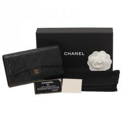 مملوكة مسبقًا محفظة شانيل كونتينيتال جلد كافيار أسود مبطن