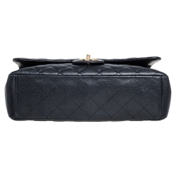 مملوكة مسبقًا Chanel Black Quilted Caviar Leather Maxi Classic Double Flap Bag