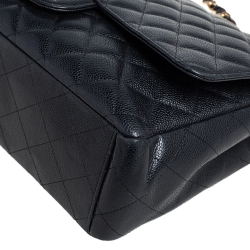 مملوكة مسبقًا Chanel Black Quilted Caviar Leather Maxi Classic Double Flap Bag