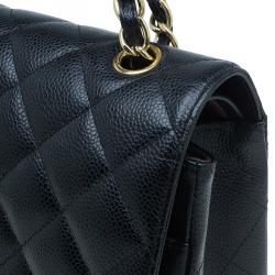 Pre Owned Chanel Black Quilted Caviar Leather Maxi Classic Double Flap Bag