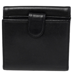 Pre Owned محفظة فرنش شانيل جلد أسود بقلاب CC 