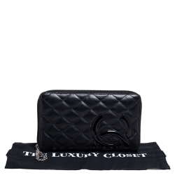 Chanel Black Quilted Leather Cambon Ligne Zippy Organizer Wallet