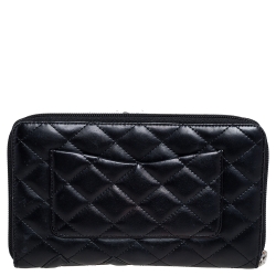 Chanel Black Quilted Leather Cambon Ligne Zippy Organizer Wallet