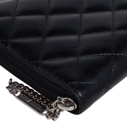Chanel Black Quilted Leather Cambon Ligne Zippy Organizer Wallet