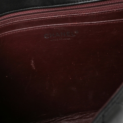 Pre Owned حقيبة شانيل ماكسي كلاسيك جلد مبطن أسود ذات قلاب واحد