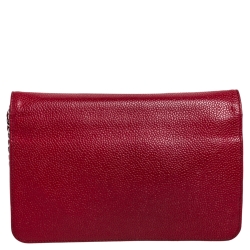 Chanel Red Caviar Leather CC Timeless Wallet On Chain