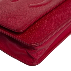 Chanel Red Caviar Leather CC Timeless Wallet On Chain