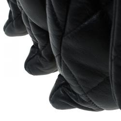 Pre Owned حقيبة يد شانيل ماكسي 3 آكورديون بقلاب جلد خروف مبطن سوداء