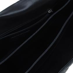 Pre Owned حقيبة يد شانيل ماكسي 3 آكورديون بقلاب جلد خروف مبطن سوداء