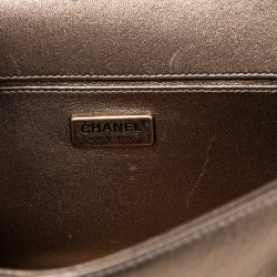 Pre Owned Chanel Metallic Gold Python and Leather Medium Boy Flap Bag