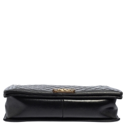 Pre Owned Chanel Black Quilted Leather Large Boy Flap Bag