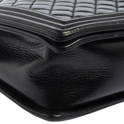 Pre Owned Chanel Black Quilted Leather Large Boy Flap Bag