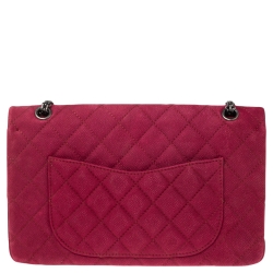 Pre Owned Chanel Pink Quilted Caviar Suede Reissue 2.55 Classic 227 Flap Bag