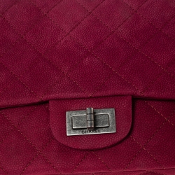 Pre Owned Chanel Pink Quilted Caviar Suede Reissue 2.55 Classic 227 Flap Bag