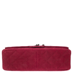 Pre Owned Chanel Pink Quilted Caviar Suede Reissue 2.55 Classic 227 Flap Bag