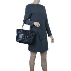 Pre Owned Chanel Black Leather CC Camellia No.5 Shopper Tote