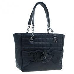Pre Owned Chanel Black Leather CC Camellia No.5 Shopper Tote