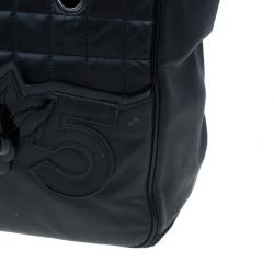 Pre Owned Chanel Black Leather CC Camellia No.5 Shopper Tote