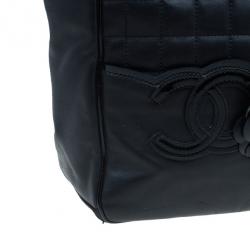 Pre Owned Chanel Black Leather CC Camellia No.5 Shopper Tote