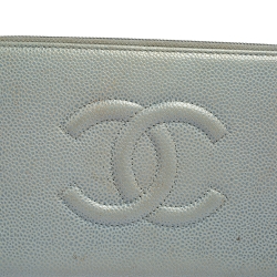 Pre Owned Chanel Blue Caviar Leather CC Timeless Zip Around Organizer Wallet
