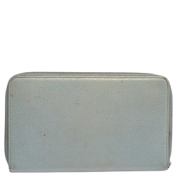 Pre Owned Chanel Blue Caviar Leather CC Timeless Zip Around Organizer Wallet