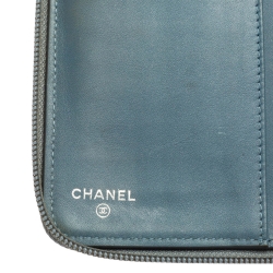 Pre Owned Chanel Blue Caviar Leather CC Timeless Zip Around Organizer Wallet