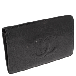 مملوكة مسبقًا  محفظة شانيل ين CC L تايمليس جلد كافيار سوداء