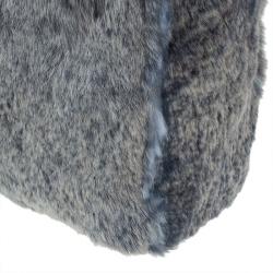 Pre Owned Chanel Grey/Blue Rabbit Fur Tote with Pouch