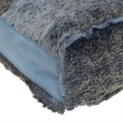 Pre Owned Chanel Grey/Blue Rabbit Fur Tote with Pouch