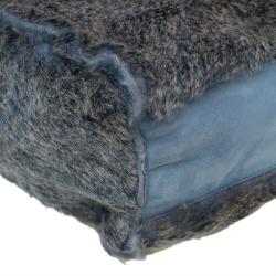 Pre Owned Chanel Grey/Blue Rabbit Fur Tote with Pouch