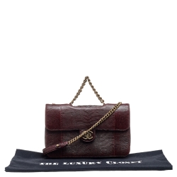 Pre Owned Chanel Burgundy Lizard Large Perfect Edge Double Flap Bag