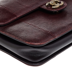 Pre Owned Chanel Burgundy Lizard Large Perfect Edge Double Flap Bag