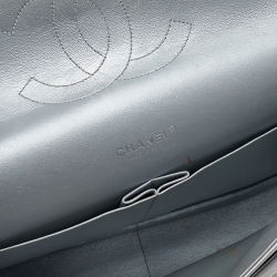 Pre Owned Chanel Silver Quilted Leather Maxi Classic Double Flap Bag