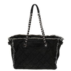 مملوكة مسبقًا حقيبة يد توتس شانيل تويد وقماش مبطن أسود غرز وايلد