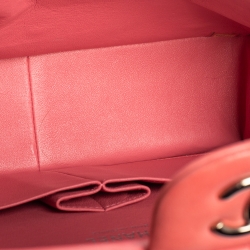Pre Owned Chanel Pink Quilted Lambskin Leather Jumbo Classic Single Flap Bag