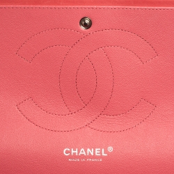 Pre Owned Chanel Pink Quilted Lambskin Leather Jumbo Classic Single Flap Bag