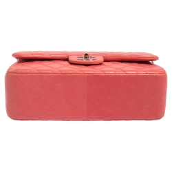 Pre Owned Chanel Pink Quilted Lambskin Leather Jumbo Classic Single Flap Bag