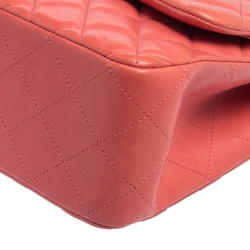Pre Owned Chanel Pink Quilted Lambskin Leather Jumbo Classic Single Flap Bag