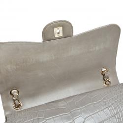 Chanel Grey Alligator Jumbo Classic Double Flap Bag