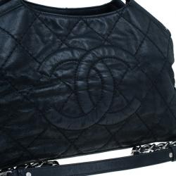 Pre Owned حقيبة توت شانيل إريديسنت سي هيت جلد أسود