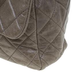 Pre Owned Chanel Beige Quilted Glazed Leather Medium Castle Rock Top Handle Bag