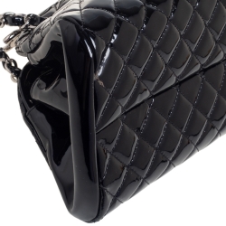 Pre Owned Chanel Black Quilted Patent Leather Medium Just Mademoiselle Bowling Bag