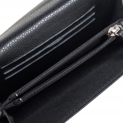 Pre Owned Chanel Black Caviar Leather Medium Flap Wallet
