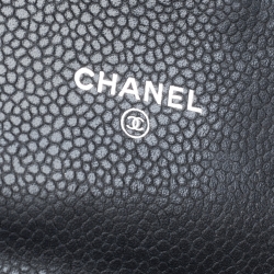 Pre Owned Chanel Black Caviar Leather Medium Flap Wallet
