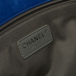 Pre Owned Chanel Blue Quilted Leather CC Chain Flap Wallet